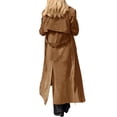 thumbnail image 3 of Spring Fall Long Sleeved Women Casual Faux Suede Coat Double Breasted Long Trench Coat with Belt, 3 of 7