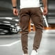 thumbnail image 4 of Pantalones largos de moda para hombre, casuales, de color sólido, con bolsillos y cremallera, cintura elástica, de poliéster., 4 of 4