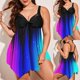 thumbnail image 2 of Traje de baño de verano nuevo de talla grande sin espalda, traje de baño estampado, ropa de playa, tankini, camiseta sin mangas + pantalones cortos de baño, conjunto de bikini transpirable de dos piez, 2 of 4