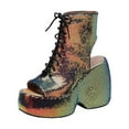 thumbnail image 3 of Womens Platform Open Toe Combat Boots Sandals Glitter Punk Chunky High Heels Backless Lace up Ankle Booties, 3 of 7