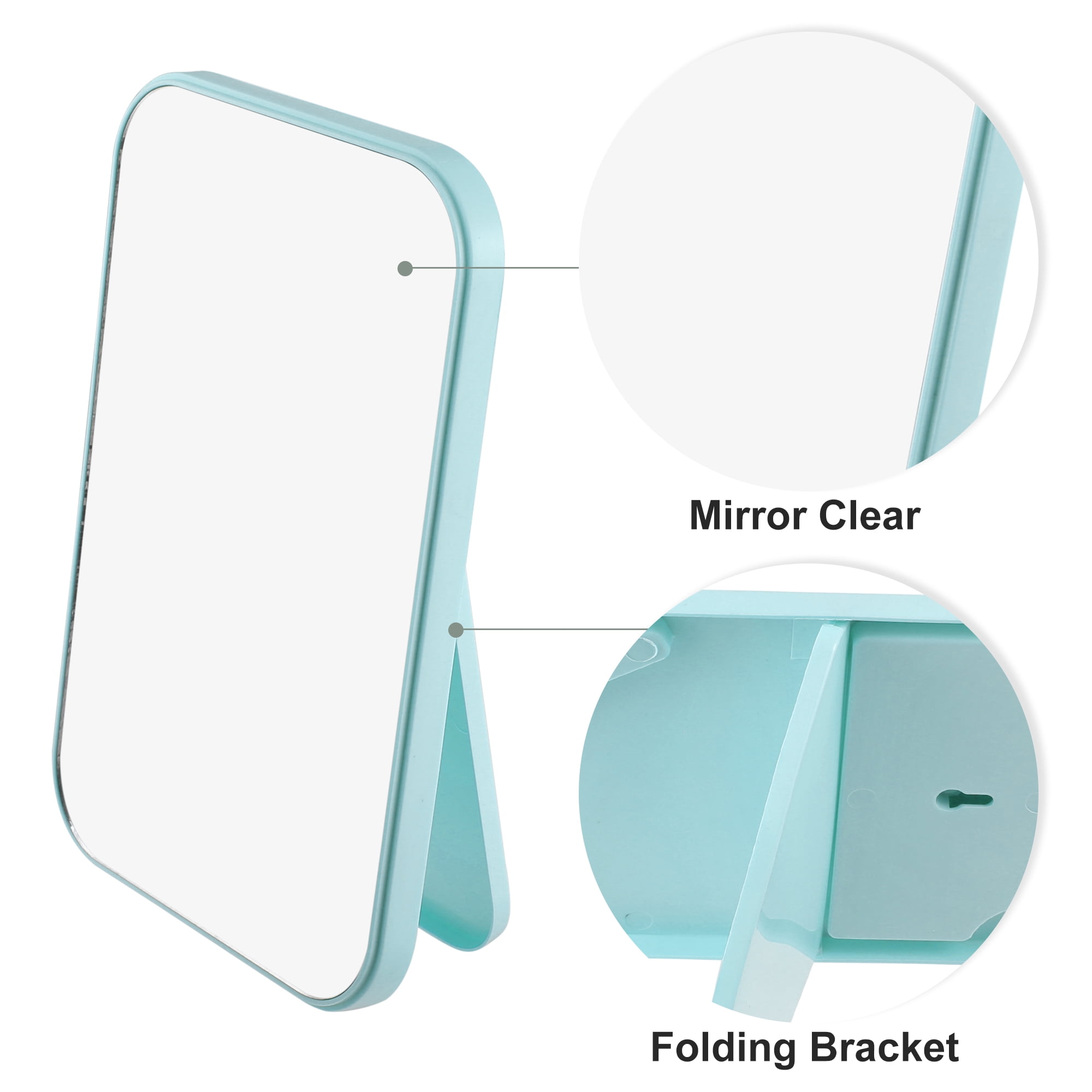 Unique Bargains Desktop Foldable Makeup Mirror Girls Women 8x6in Travel Blue