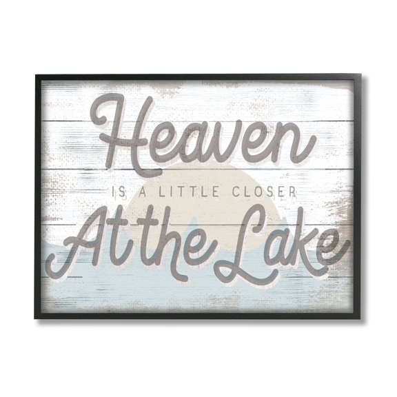 Stupell Industries Heaven's Closer at the Lake Phrase Sunrise Waves, 20 x 16, Design by Daphne Polselli