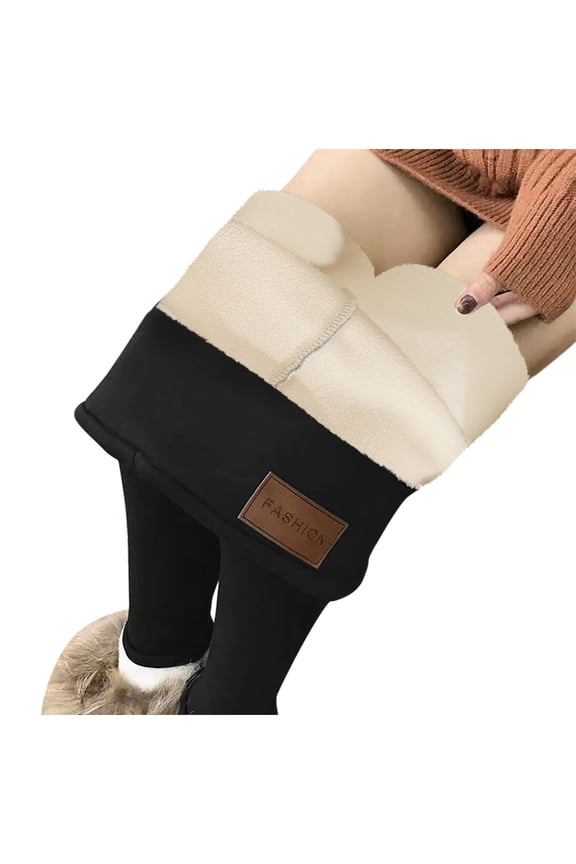 Super Thick Fleece Leggings for Women Plus Size Winter High-Waisted Leggings Fleece Lined Warm Pants,Elastic Slim Workout Yoga Tight Black L