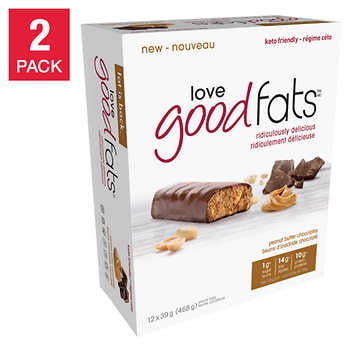 Love Good Fats Peanut Butter Chocolatey Snack Bars, 2-pack