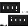 thumbnail image 1 of Sleeklighting 2 Pack Classic Black Beadboard Outlet Covers | 4 Gang Toggle, 1 of 6