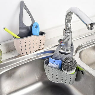 Ellsang Kitchen Sink Caddy Sponge Brush Holder, Kitchen Accessories  Organizer with Adjustable Strap and Drain Holes (Beige)