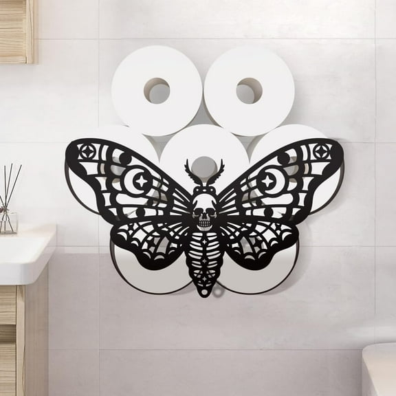 Moth Metal Toilet Paper Holder Butterfly Decorative Toilet Paper Storage for Extra 8 Rolls Funny Freestanding Vintage Decor Paper Roll Organizer DIY
