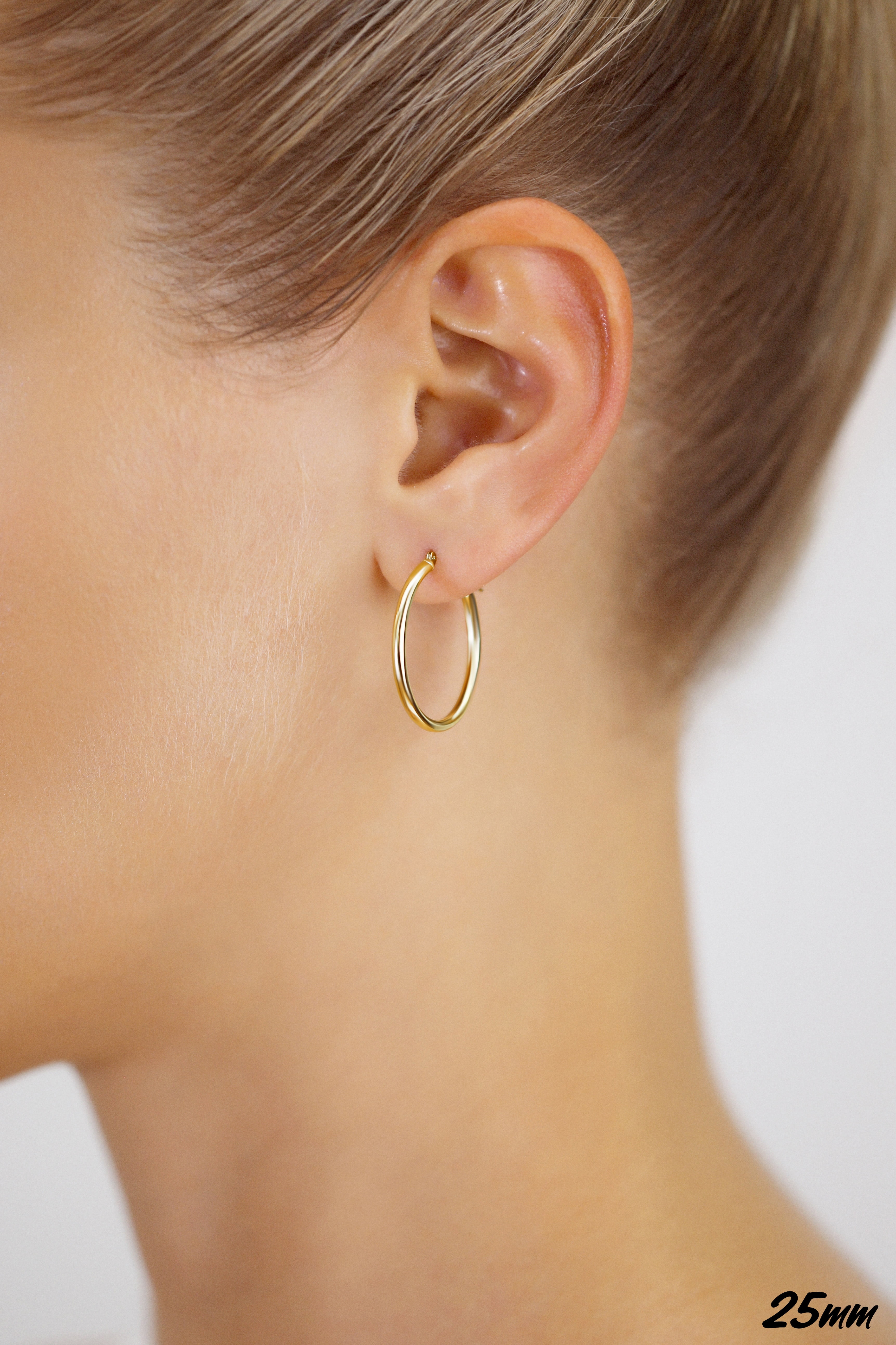 Tilo Jewelry 14K Yellow Gold Classic Polished Round Gold Hoop Earrings (25mm - 1 Inch) for Women & Unisex