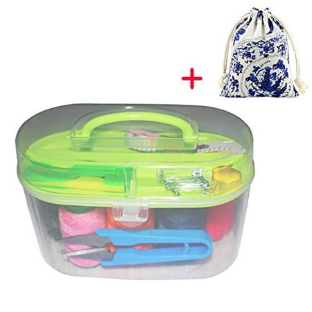 Sewing Kit Bundle with Best Scissors, Thimble, Thread, Needles, Tape Measure, Carrying Case and