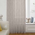 thumbnail image 6 of Taupe Plaid Sheer Curtains 84 Inches Long, Farmhouse Buffalo Checkered Gingham Light Filering Curtains, Breathable Simi Curtain Privacy Drapes for Living Room Bedroom Lightweight Window Treatment, 6 of 9
