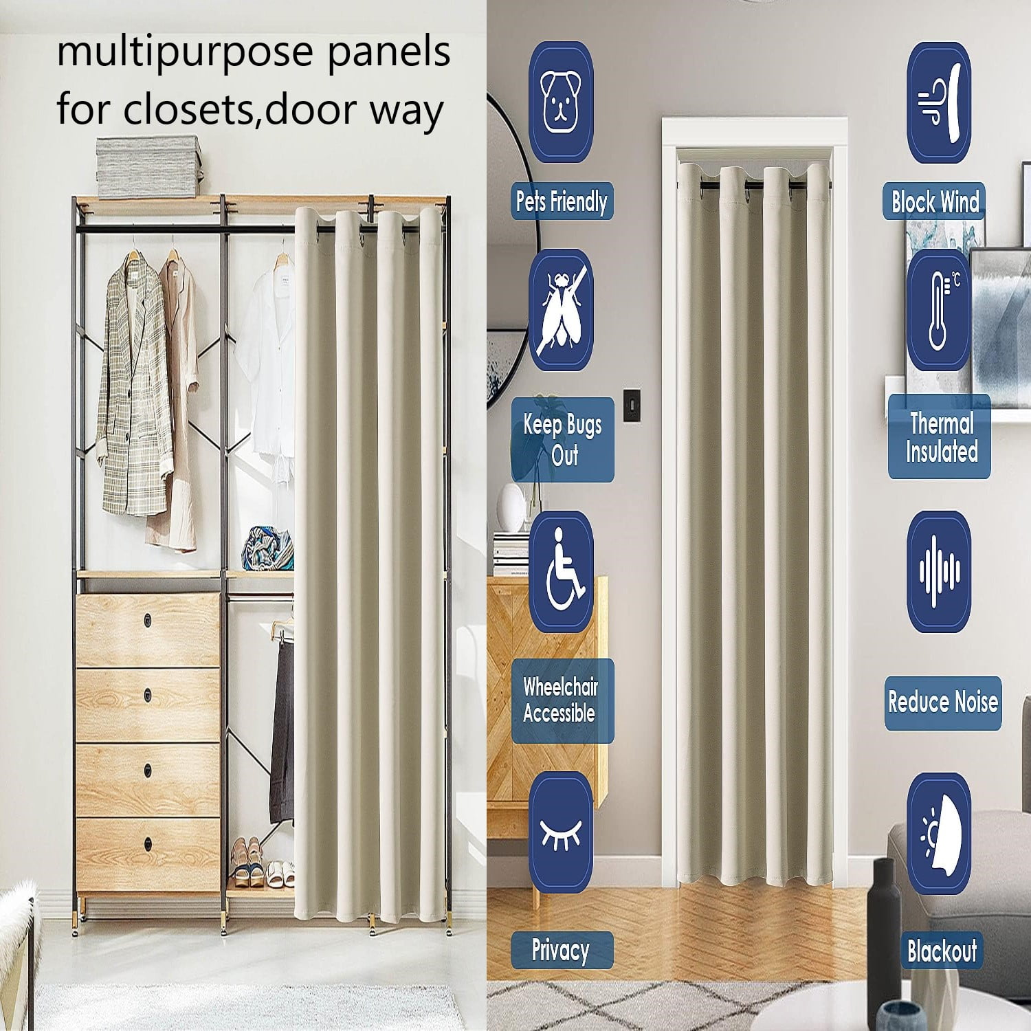 Blackout window curtain for living room / bedroom drapes divider room panel thermal grommet Set of 2 panels , 37 by 84 inch, CHARCOAL color K68