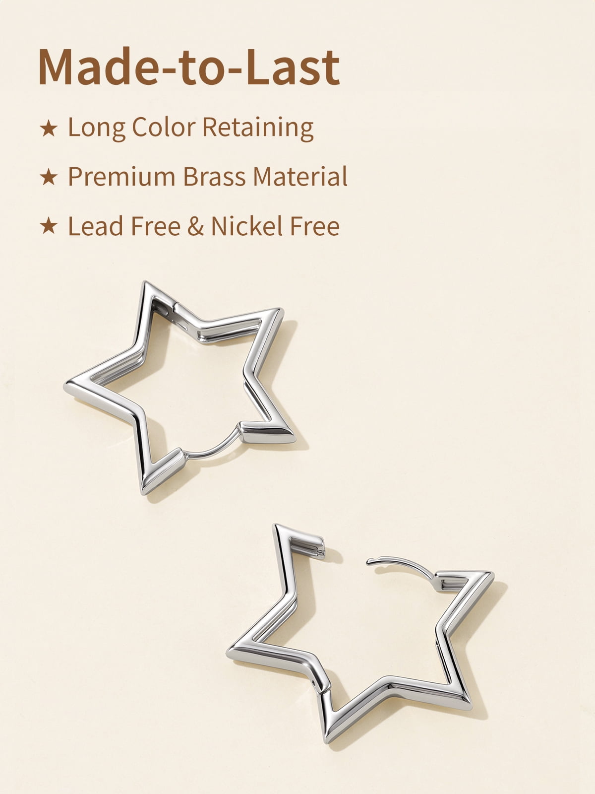 FindChic Star Earrings for Women, Silver Huggie Hoops Small Hoop Earrings Birthday Graduation Mothers Day Jewelry Gifts Her Mom Adults Ideas, 30mm