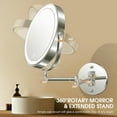 thumbnail image 5 of HTSQYL 8-Inch Wall Mounted Makeup Mirror with 1X/10X Magnification, Rechargeable Vanity Mirror with Lights, Bathroom Mirror with Dimmable Brightness, 3 Lighting Modes, Extendable Arm, Nickel, 5 of 8