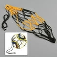 thumbnail image 1 of Nylon Mesh Ball Net Bag - Holds Soccer, Basketball, Volleyball - Drawstring Closure - Washable - Black & Yellow - FY0072, 1 of 8