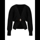 thumbnail image 4 of Suéter Cárdigan para Mujer, Cuello en V Profundo, Larga, Botones, Tejido A Crochet, Suéteres Cortos de Otoño A Negro L, 4 of 10