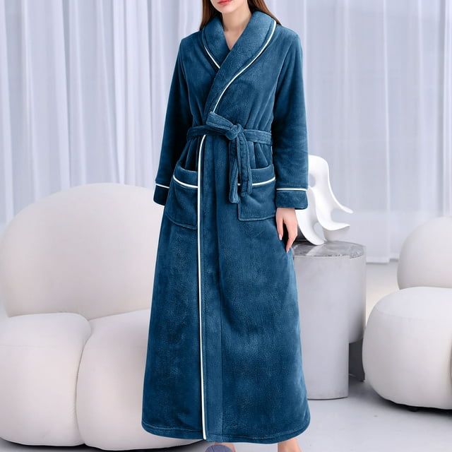 Weiqiqre Pyjama pour Femmes Grande Taille Vente de Feu, Peignoir Bandage Uni pour Femmes Robe de Chambre Robe Pyjama Longue Tenue de Nuit Poche Ceinture+ceintures