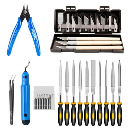 

KINGROON Deburring Tool Kit Engraving Carving Tool DIY 3D Printer Part 3D Model File Scraper Material Removal Tool with Chiseling Blade/ Stencil Edge BladeFine Point Blade and More