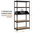 thumbnail image 6 of Alden Design 5-Shelf Boltless & Adjustable Steel Storage Shelf Unit, Black, Holds up to 705 lb Per Shelf, 6 of 10