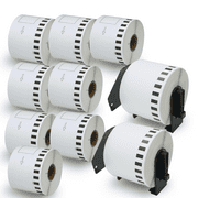 BETCKEY - Compatible DK-2205 Continuous Length 2-3/7" x 100'(62mm x 30.48m) Replacement Labels,Compatible with Brother QL Label Printers [10 Rolls   2 Refillable Cartridge Frame]