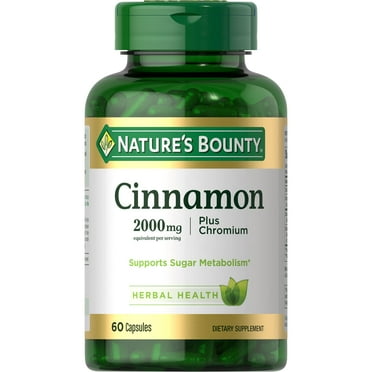Nature’s Bounty Cinnamon Supplement Plus Chromium, 2000mg, 60 Capsules