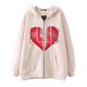 thumbnail image 1 of Sudadera con capucha y cremallera para hombre y mujer, chaqueta gótica de hip hop oscuro Harajuku Y2k con estampado de letras y corazón rojo, sudadera Harajuku, 1 of 5