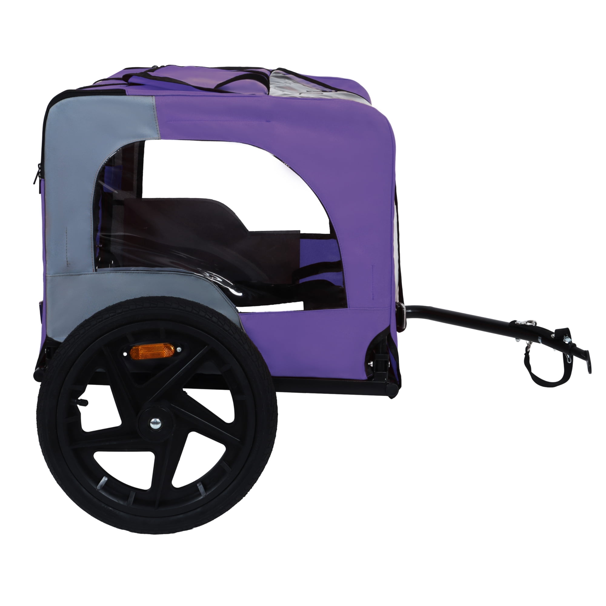 Leumius Pet Bike Trailer Dog Cart for Bicycle, Easy Folding Cart Frame, Quick Release Wheel, Non-Slip Floor, Internal Leash for Small and Medium Pets Purple