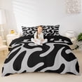 thumbnail image 3 of Homewish Gray Wavy Spiral Twin Duvet Cover,Modern Aesthetic Twin Bedding,Black Reversible,2 Pieces,1 Duvet Cover and 1 Pillowcase, 3 of 6