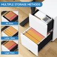 thumbnail image 2 of Fesbos 2 Drawer Mobile File Cabinet with Lock, Metal Rolling Filing Cabinets for Home Office, Fits Letter/Legal/A4 Size Files, White, Assembly Required, 2 of 8