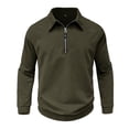 thumbnail image 3 of Cotton Quarter Zip Sweatshirt for Men Ghalytn Collared Long Sleeve Pullover - Casual Solid Top, 3 of 7