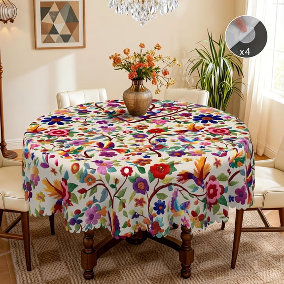 Tuzlier Mexico Tablecloth, 60 '' Round Washable Table Cover for Home Kitchen Dining Party Decor