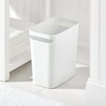 thumbnail image 3 of mDesign Plastic Slim Large 2.5 Gallon Trash Can Wastebasket - 2 Pack, White, 3 of 8