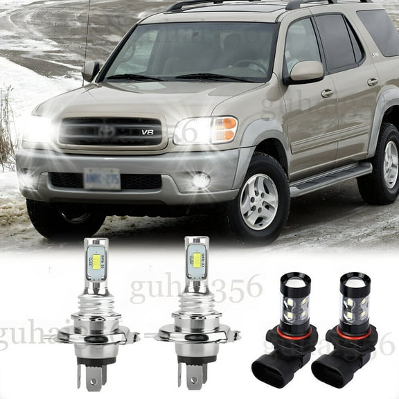 For Toyota Sequoia 2001-2007 LED Headlight   Fog Light Bulbs 6000K Kit White