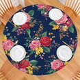 thumbnail image 2 of Pioneer Flower Floral Print Pattern Round Fitted Tablecloth with Elastic Edge,Dining Table Cover Waterproof,Outdoor Round Tablecloth for Camping,Dining,Indoor and Outdoor, 2 of 7