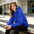thumbnail image 7 of Hearthz Womens Oversized Hoodies Drop Shoulder Long Sleeve Women Sweatshirts Fall Winter Solid Color Pull Over Womens Sweaters with Pocket Blue XXL, 7 of 7