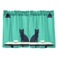 thumbnail image 7 of Yayeee Kitchen Curtains Tier Pair Light Filtering 27"x24" Rod Pocket Short Cafe Window Panel, Green Cat, 7 of 7