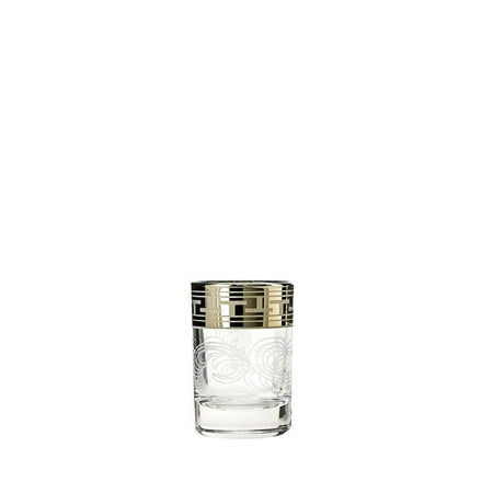 Herradura Silver Tequila - Crystal Goose GX-01-837, 2-Ounce Shot Glasses with Platinum Etching, Heavy Base Vodka Liquor Tequila Shot Glasses Set with Platinum-Plated Greek Key Design Rim, Gift Box 6-Piece Set
