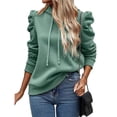 thumbnail image 2 of Sudadera con Capucha de Larga Abullonada y Cordón Ajustable para Mujer, Estilo Informal, para Otoño e Invierno Cian M, 2 of 8