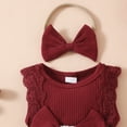 thumbnail image 5 of HCNTES Toddler Baby Girl Clothes: Soft Fabric Infant Outfits Short Sleeve Romper & Shorts 3PCS Outfits Set Cute Spring Summer Home Outing(Z01-Wine,9-12 Months), 5 of 5