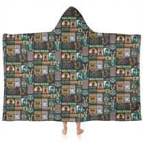 Multicolor Bigfoot and Text Pattern Hooded Bath Towel,60"x35" for Ages 3 To 12 Kids, Quick Dry Lightweight Soft Microfiber Hood Beach Towel Cover Up for Kids