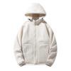 WRKEKC Men's Heavyweight Fleece Hooded Jacket Extreme Warmth Double Faced Plus Size Outerwear Big Tall Winter Windproof Zip Up Coat with Detachable Hood