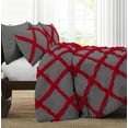 thumbnail image 3 of 1 Piece Luxury Two Tone Diamond Ruffle Pattern Comforter Super Soft, All Season 800 Thread Count, 100% Egyptian Cotton, Full/Queen Size Dark Grey-Red Color, 3 of 4
