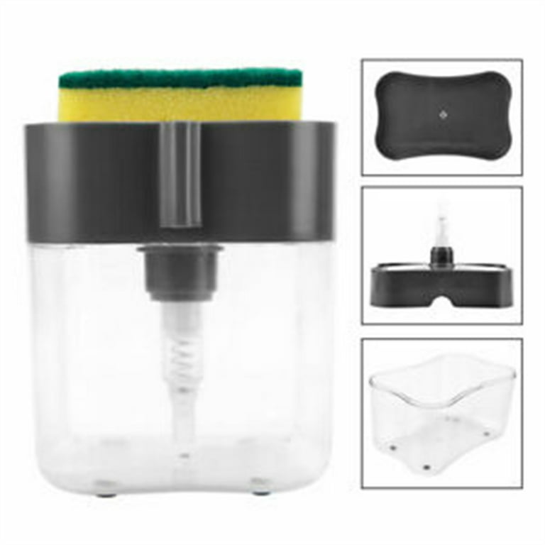 Soap Dispenser with Sponge Holder and Brush Holder, Liquid Hand