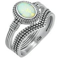 thumbnail image 5 of LaRaso & Co His Her Wedding Ring Set Silver Opal CZ Engagement TRIO Set Him Her 6/10, 5 of 7