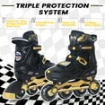 thumbnail image 4 of MammyGol Patins en Ligne pour Garçons et Filles Jeunesse, Patins à Roulettes Réglables 4 Tailles avec Roues en PU Clignotantes, Patins en Ligne Agressifs Haute Performance pour Enfants de 6 à 12 Ans, Or Bla, 4 of 7