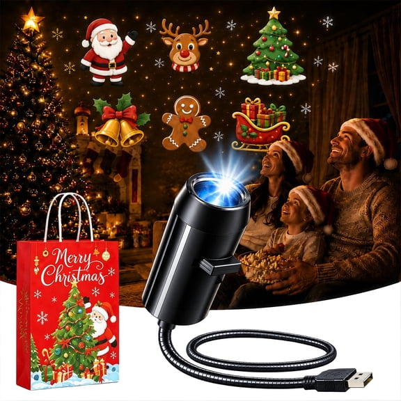 Plug and Play Hd Christmas Projector with 10 Festive Scenes, Hd Christmas Scene Projector, 5d Holographic Night Light Projector, No WiFi or App Needed, Auto Shut-Off