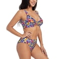 thumbnail image 2 of Daiia The Garden Tricolor Pansy Flower Women's Bikini Set Two Piece Swimsuit High Waisted Bikini Adjustable Straps Bikini Perfect for Beach, Pool, and Summer Vacation-, 2 of 9
