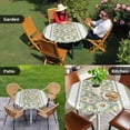 thumbnail image 4 of Sage Green Daisy Round Tablecloth for 36-44 Inch Tables, Fitted Table Cover with Elastic Edge, Farmhouse Floral Green Striped Waterproof Outdoor Table Cloth Protector for Patio Garden Dinner Picnic, 4 of 9