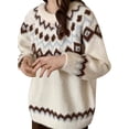 thumbnail image 2 of IMENGL Chandail Rétro en Tricot à Imprimé Île, Beige G, Taille M-5TG, 2 of 6