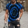 thumbnail image 5 of Mens Tie-dye T Shirt Short Sleeve Crew Neck Fitted Colorful Tees S-5X Plus Size Tops Summer Casual Tshirts (5XL, Dark Blue), 5 of 5