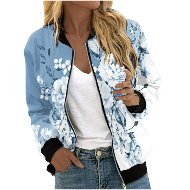 Pisexur Manteau Femme Coupe-Vent Manteau Trench Manteaux d'Automne Vestes Décontractées pour Femme Mode Imprimé Poche Manteau à Fermeture Éclair